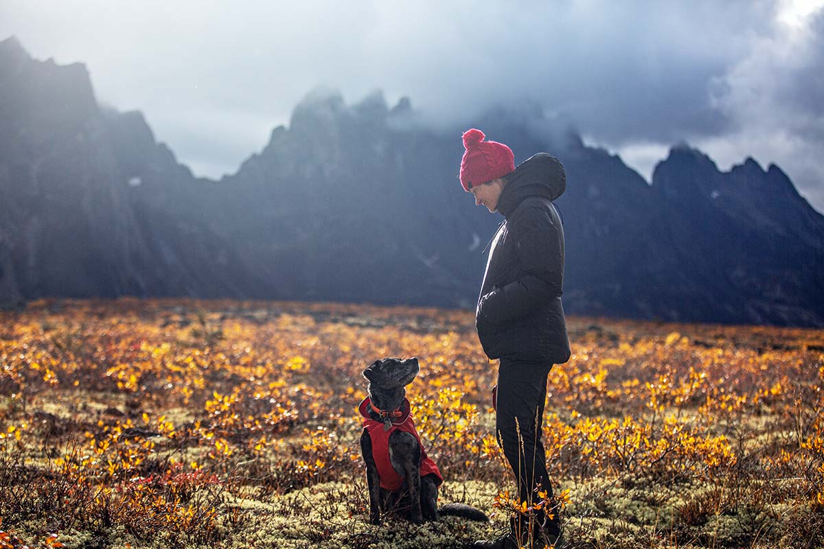 Sasha and dog in Tombstone Territorial Park