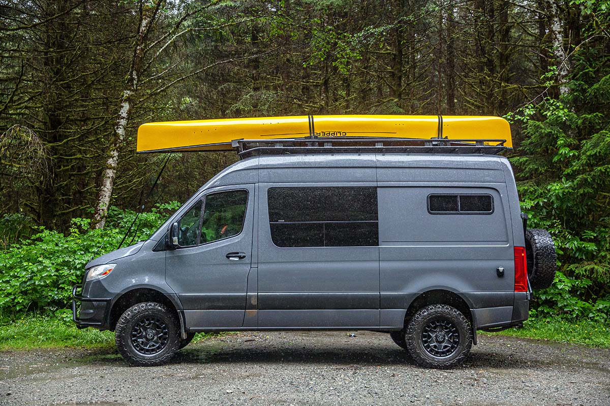 Canoe on top of Sprinter Van