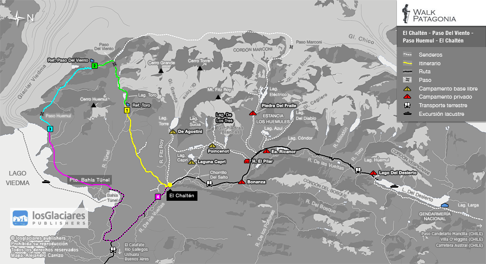 Huemul Circuit (Walk Patagonia Map)
