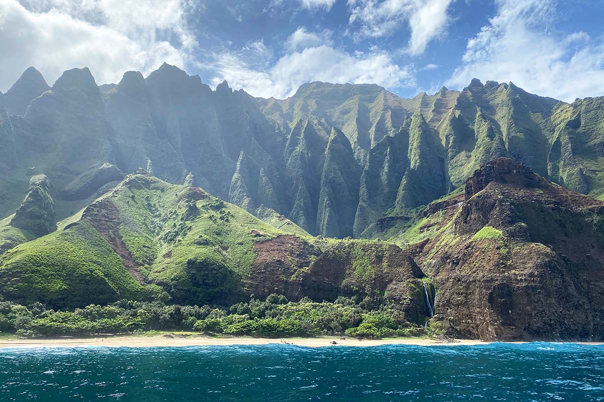 Kalalau Beach from the coast (hiking in Kauai)