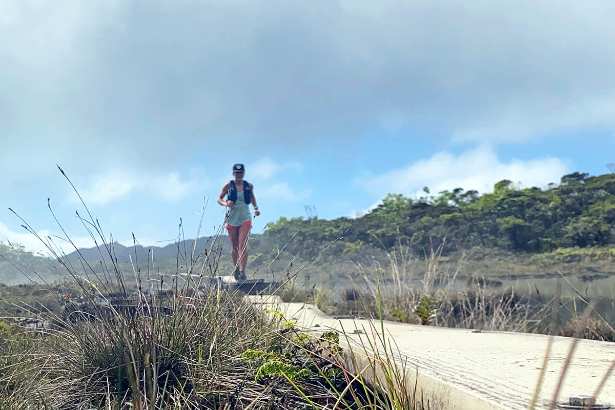 Running on boardwalk 2 (Alakai Swamp Trail Kaua'i)