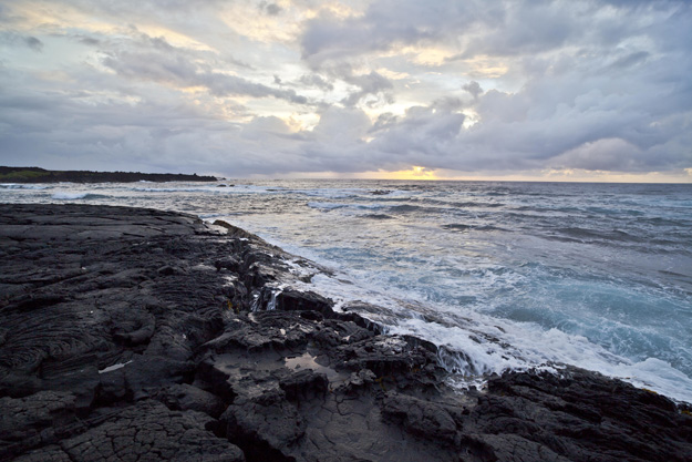 Volcanic rock formations near Punaluu Black Sand Beach, Big Island, Hawaii