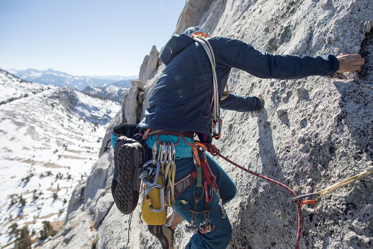 Approach shoes (hanging on harness)