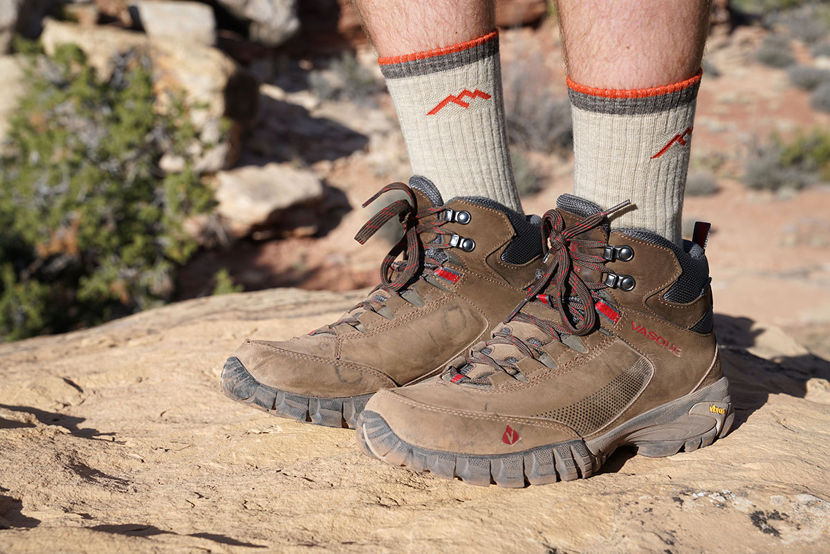 Darn Tough's Cushion socks offer light/medium levels of padding HIking sock (crew height with boots)