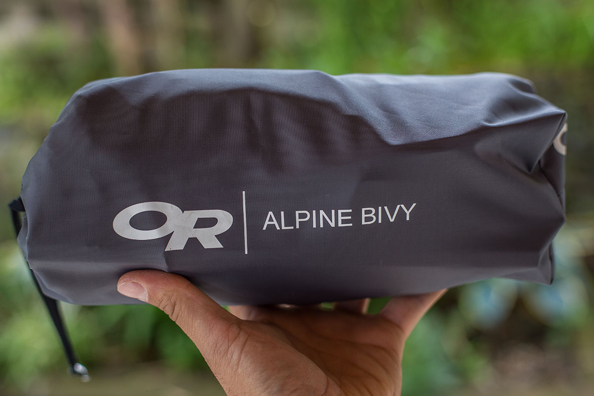 Outdoor Research Alpine bivy packed
