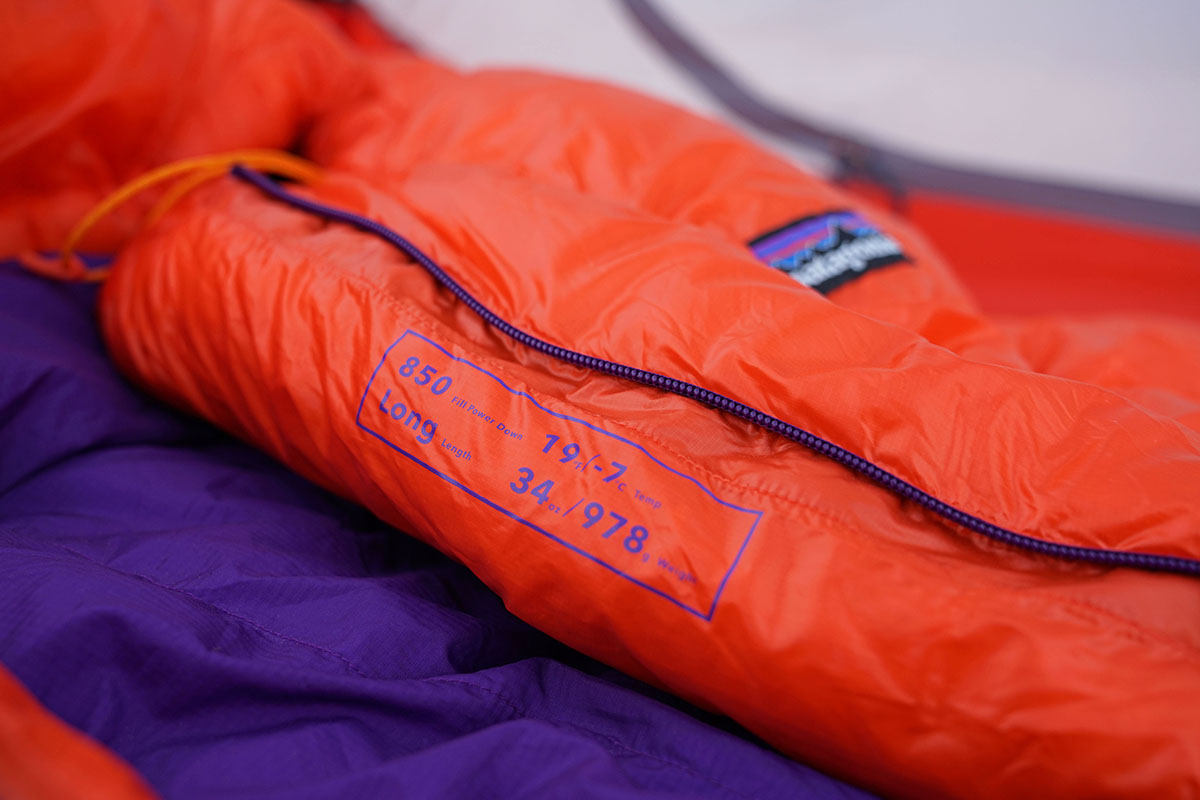 Patagonia 850 Down Sleeping Bag (temperature rating)