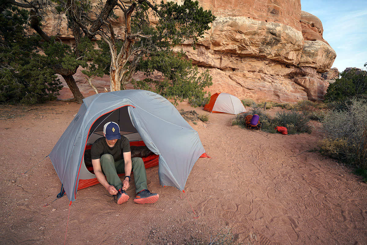 REI Quarter Dome (tying shoes)