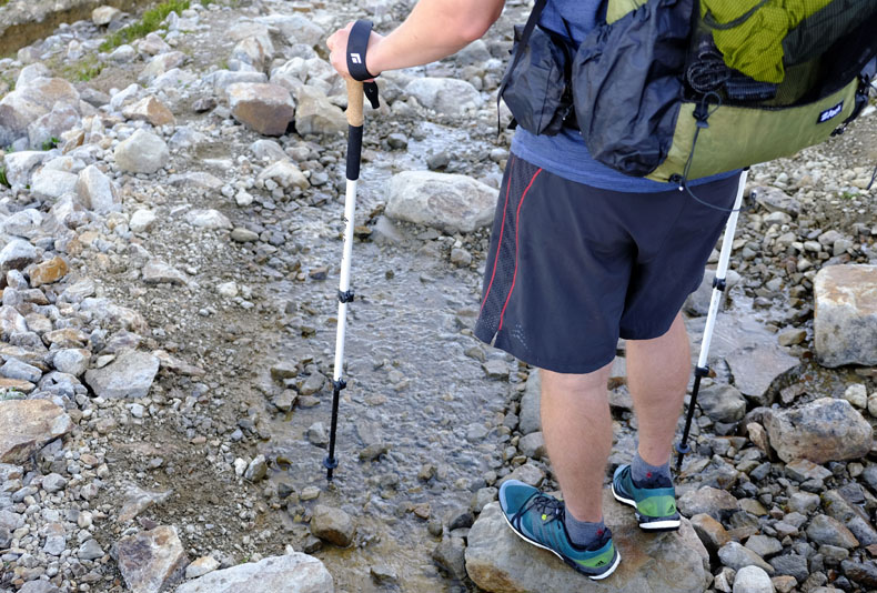 Trekking poles rocks