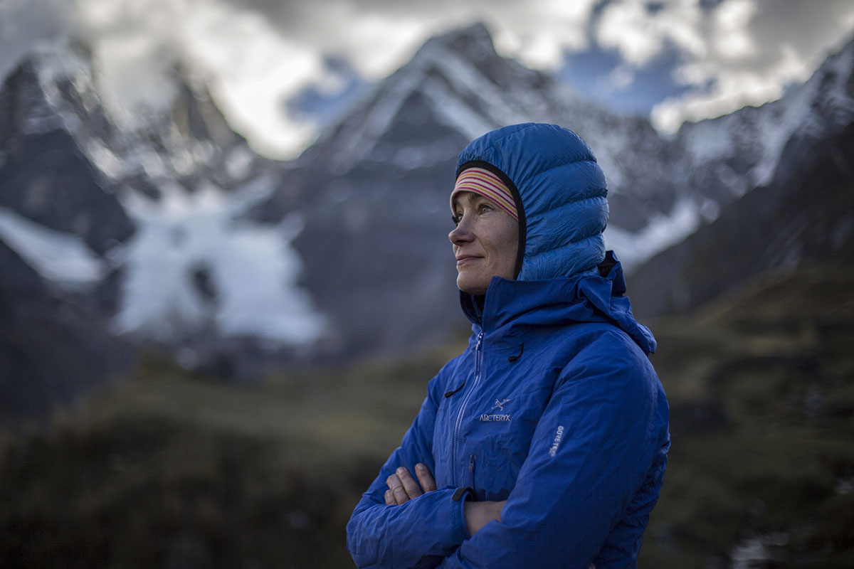 Arc'teryx Alpha FL jacket (mountain backdrop)