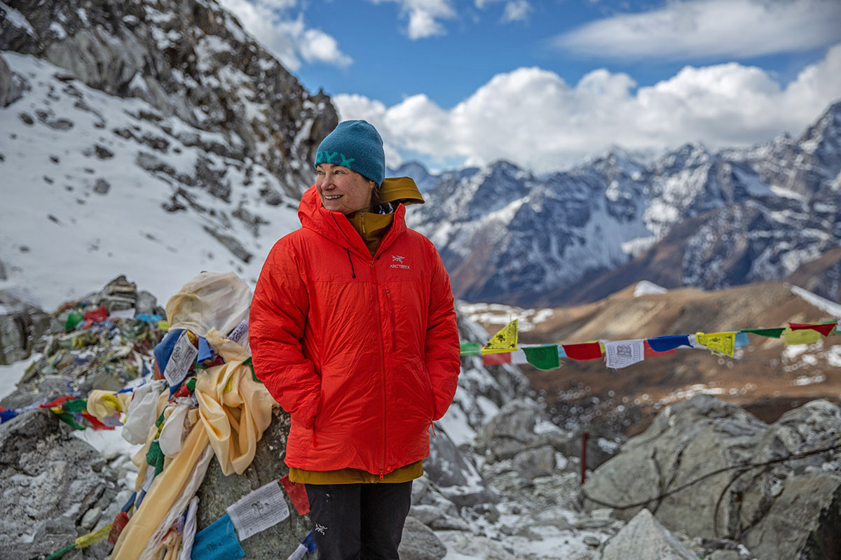 Arc'teryx Alpha Parka (standing in mountains in Nepal)
