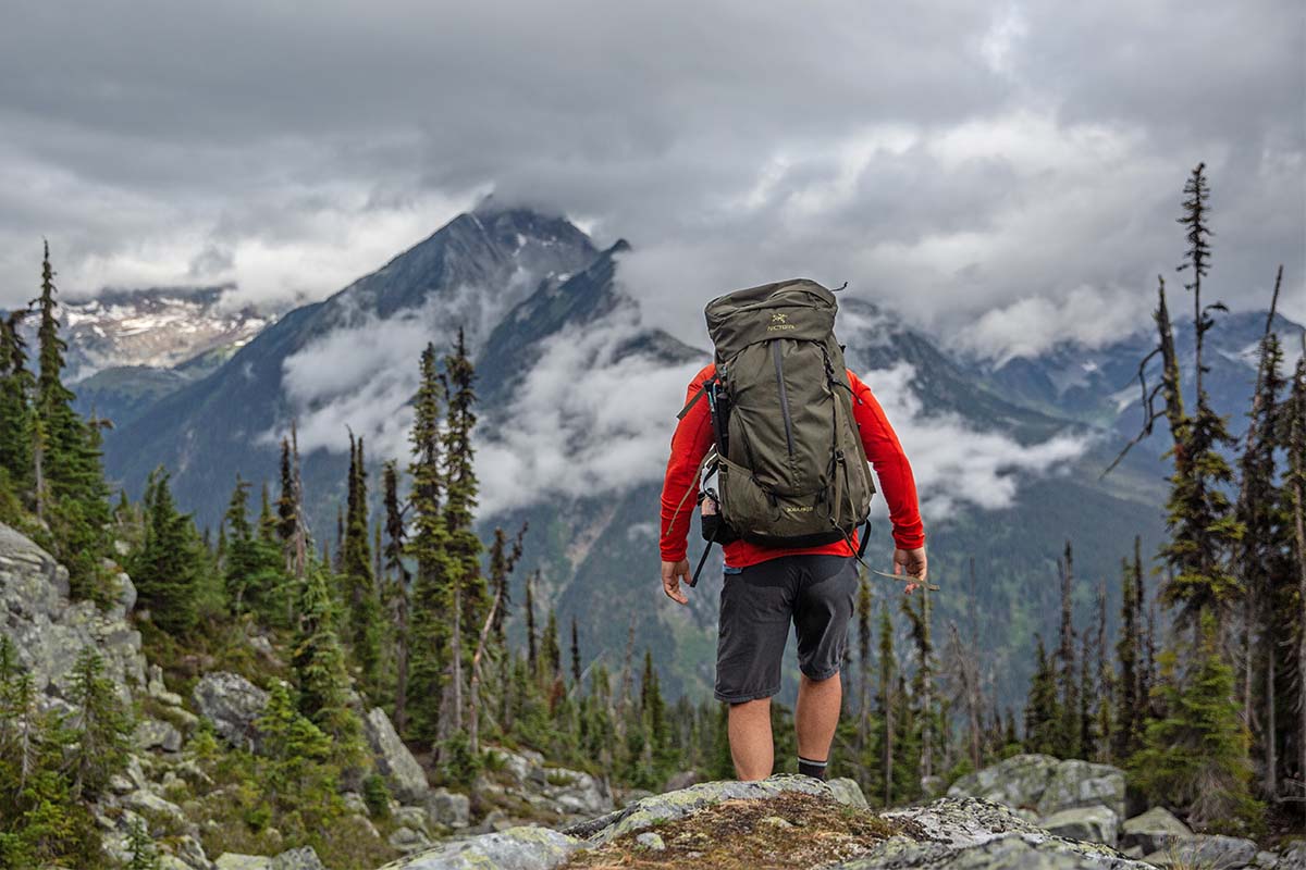 Arc'teryx Bora 75 backpack (hiking through mountains)