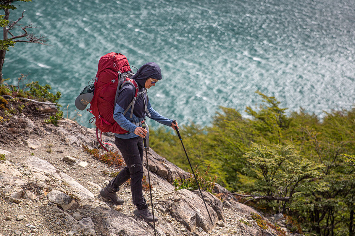 Arc'teryx Delta Hybrid Hoody (backpacking above lake in Patagonia)