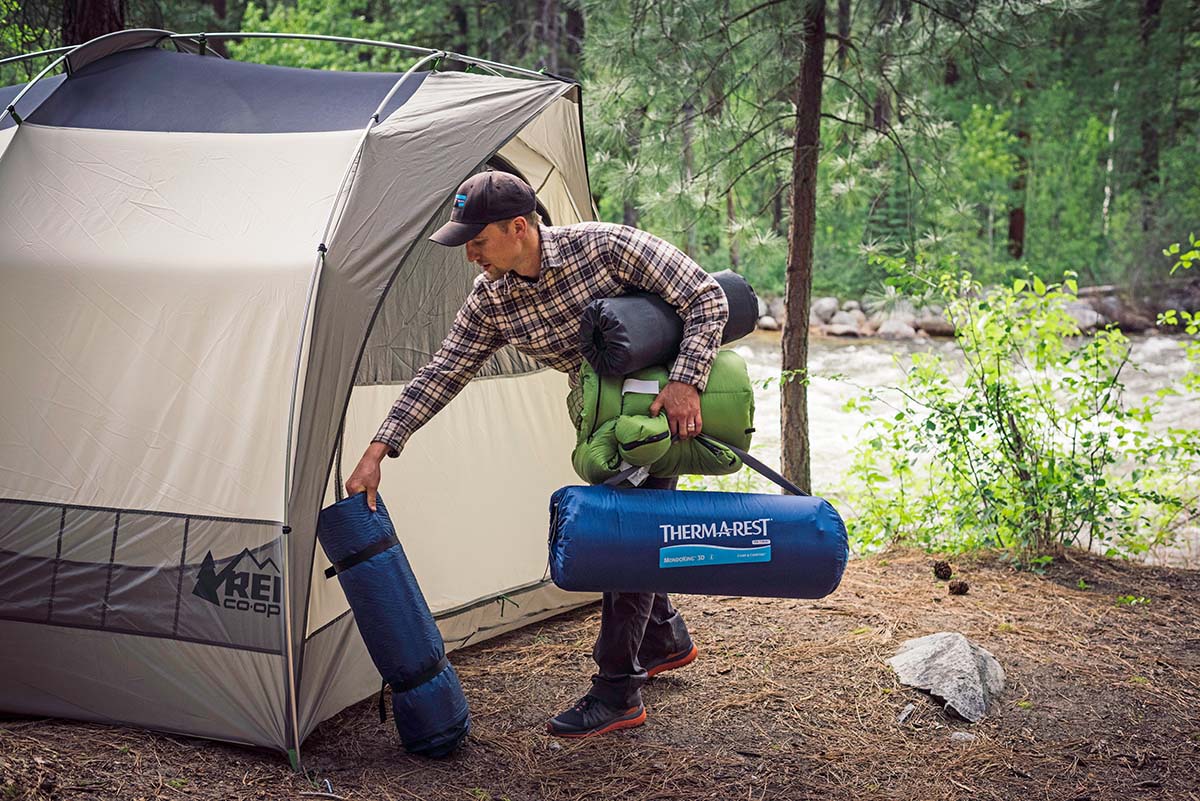 Camping mats (setting in front of tent)