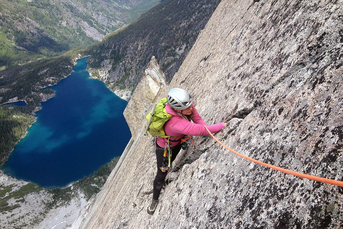 Climbing backpack (following route)