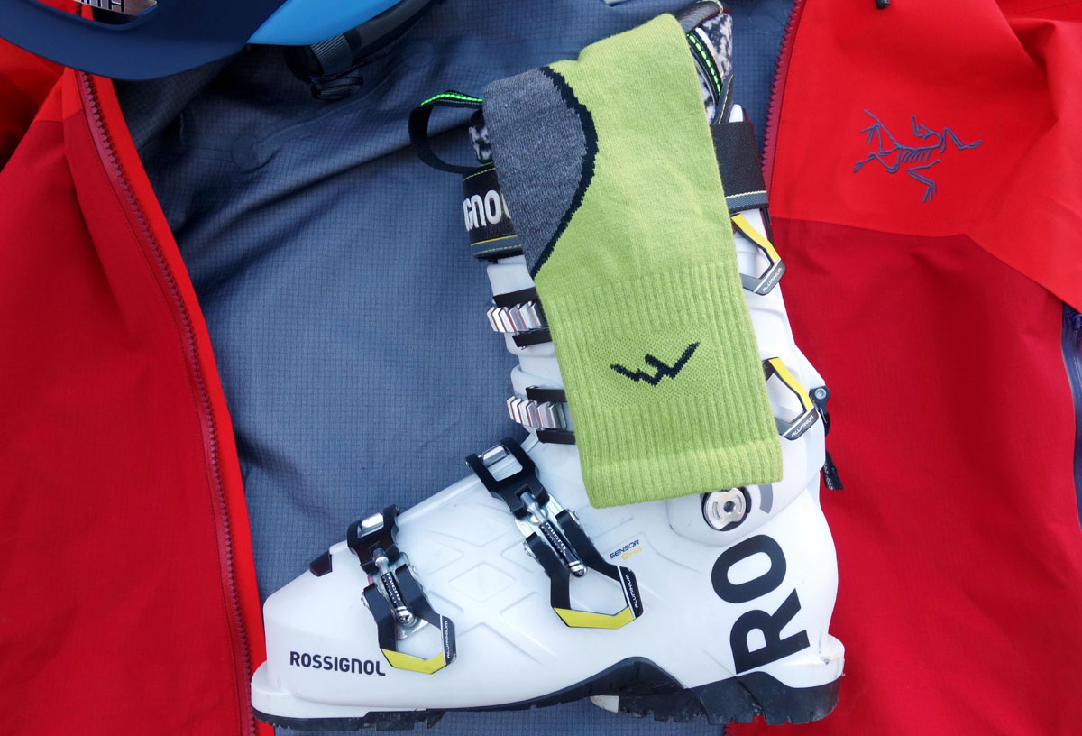 Darn Tough ski sock (sitting on downhill boot)