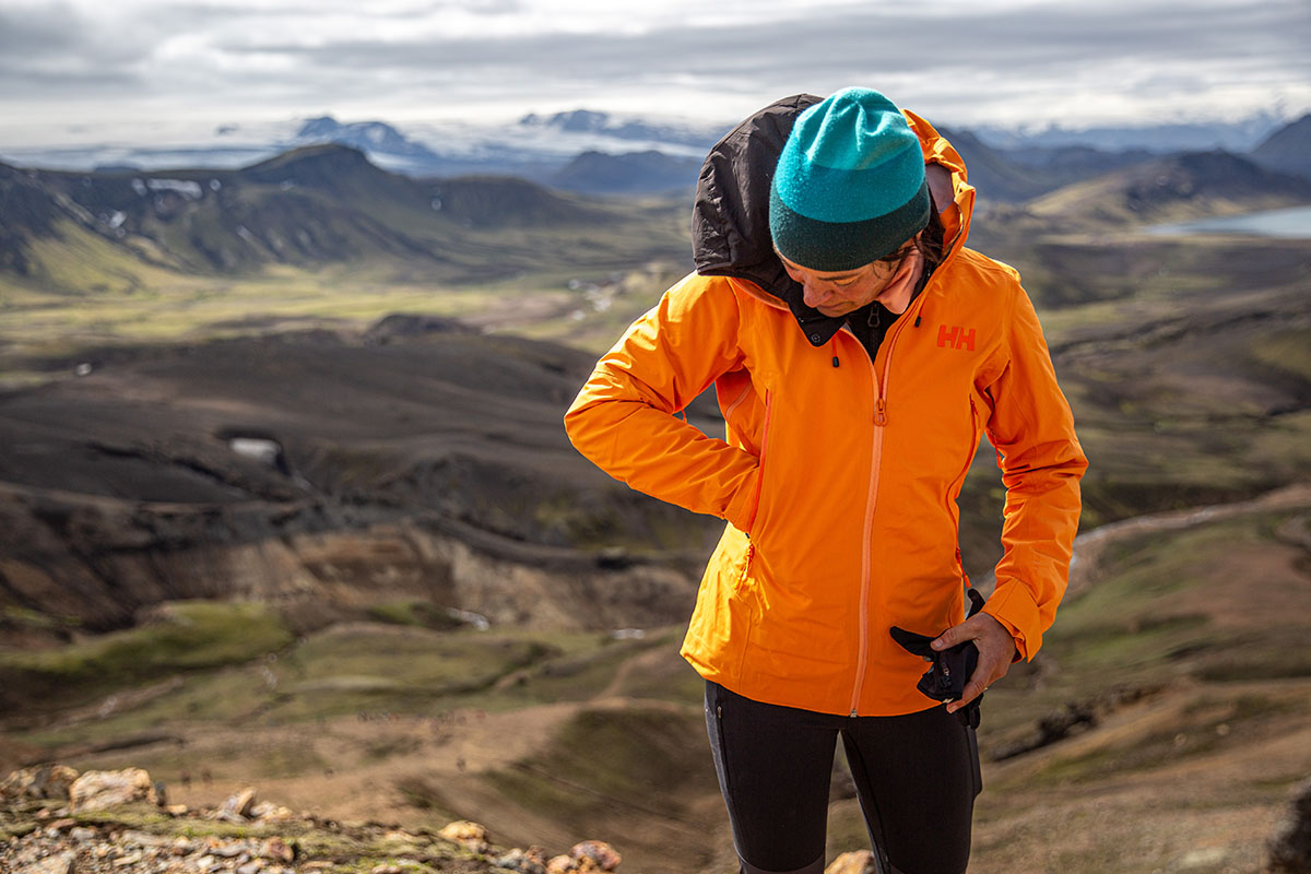 Helly Hansen Vergas Infinity Shell Jacket (standing in mountains)