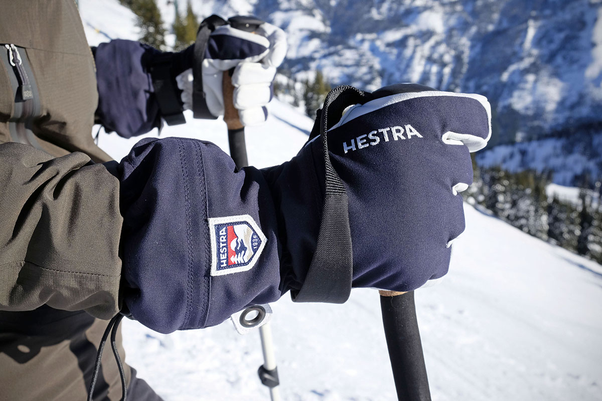 Hestra Heli ski gloves (gripping ski pole)