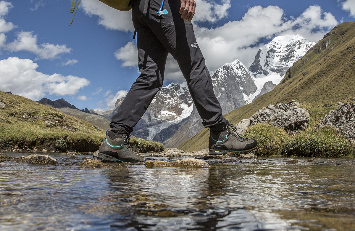 Scarpa Zodiac Plus GTX boot (walking across stream)