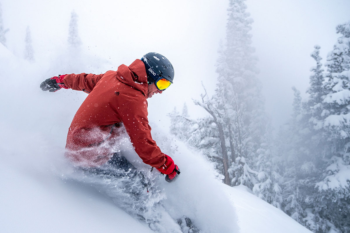 Snowboarding in the Anon Prime MIPS snow helmet