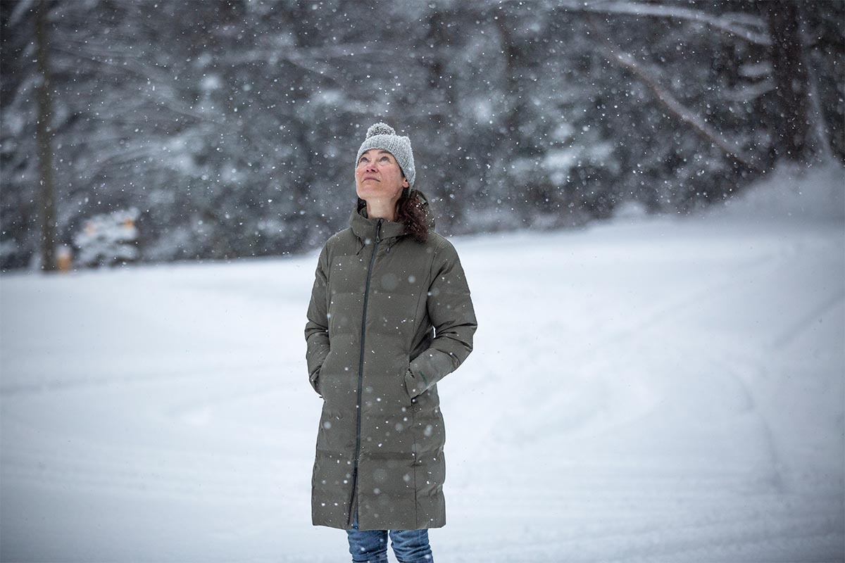 Women's Winter Jackets (wearing Patagonia Jackson Glacier in snow)