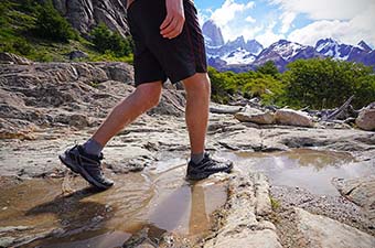 Testing hiking shoes while out on a backpacking trip