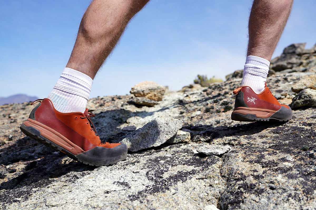 Arc'teryx Konseal AR approach shoe (hiking uphill on rock)