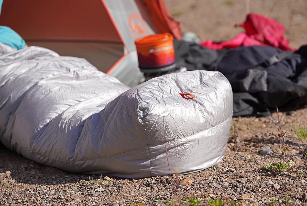 Backpacking sleeping bag (foot box close-up)