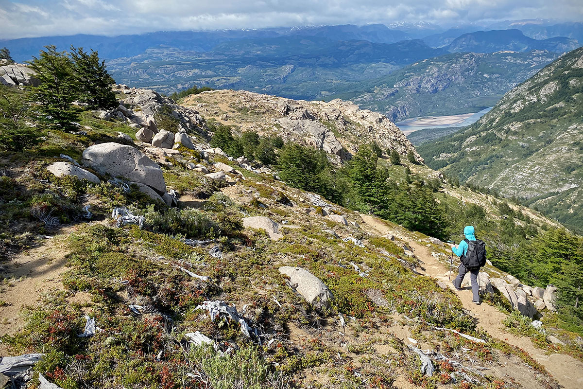 Black Diamond Mission LT approach shoes (hiking down beautiful valley in Patagonia)