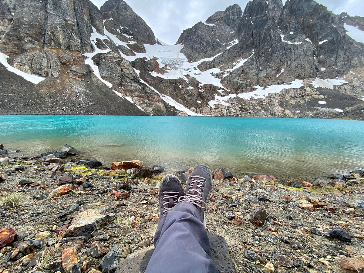 Black Diamond Mission LT approach shoes (looking at alpine lake)