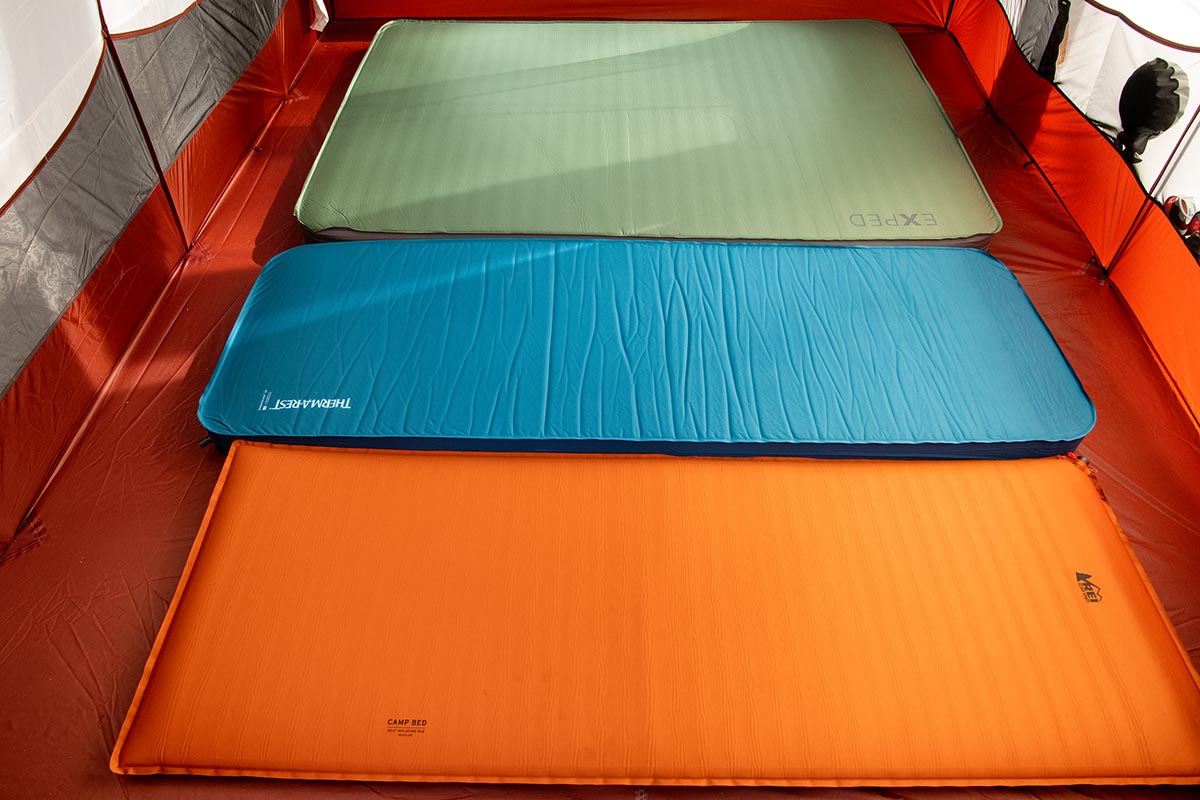 Camping mattress lineup (REI Co-op, Exped, and Therm-a-Rest)