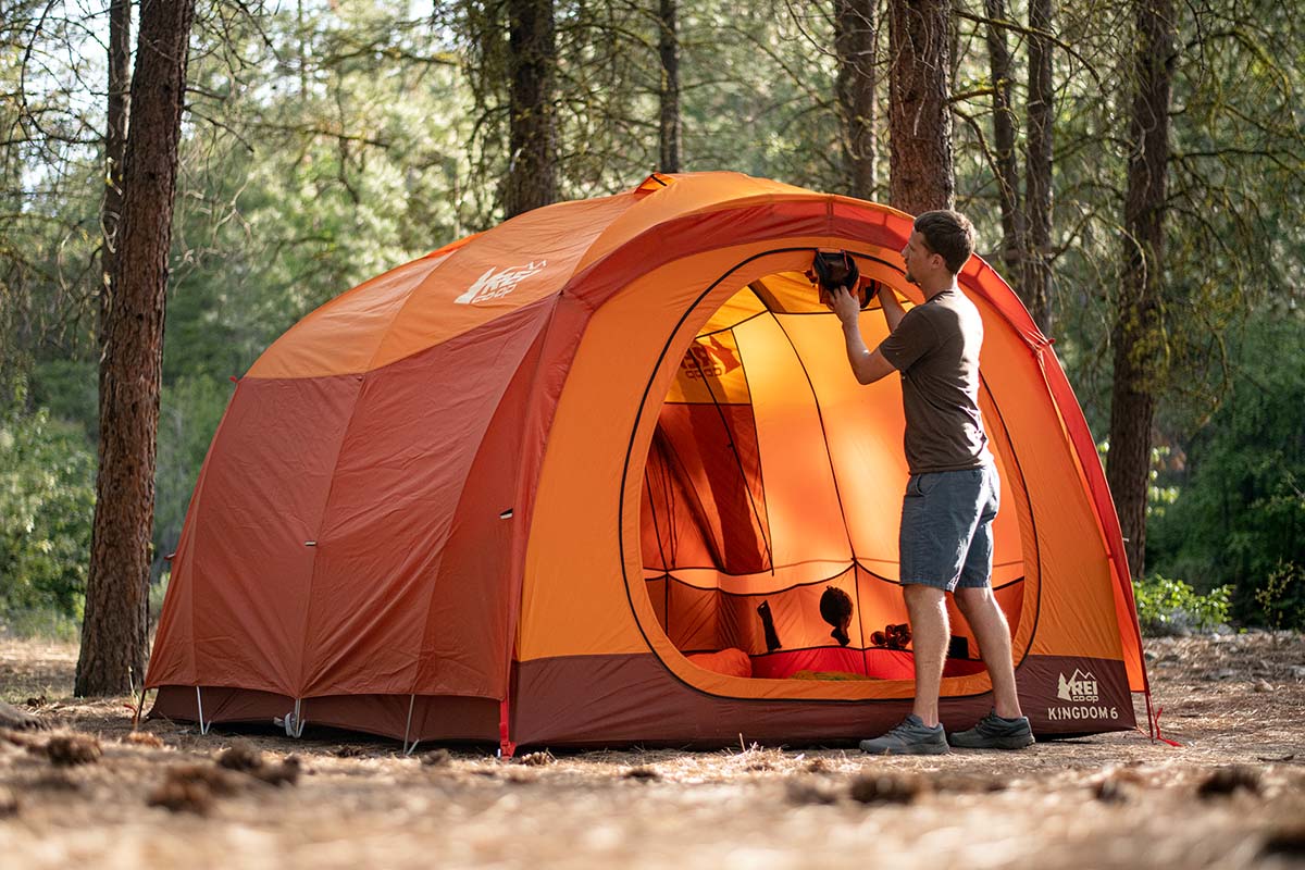 Camping gear (REI Kingdom 6 camping tent)