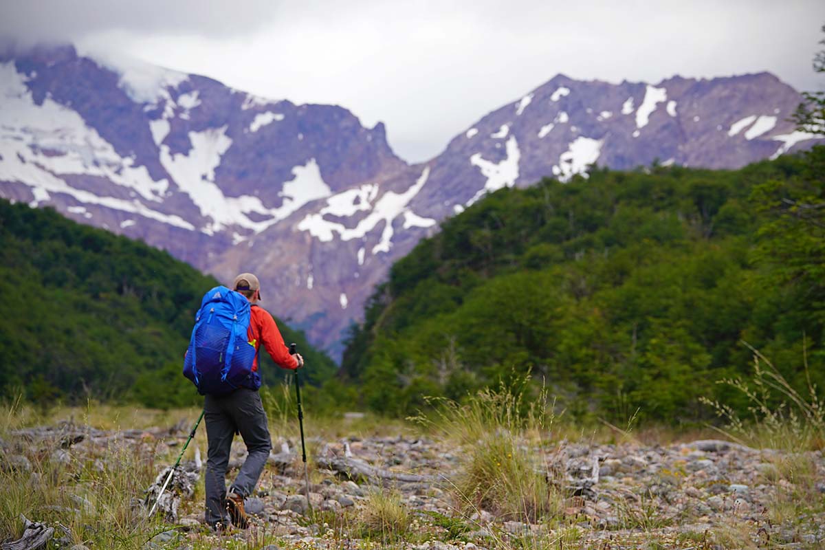 Danner Trail 2650 Mid GTX hiking boots (big mountain backdrop)