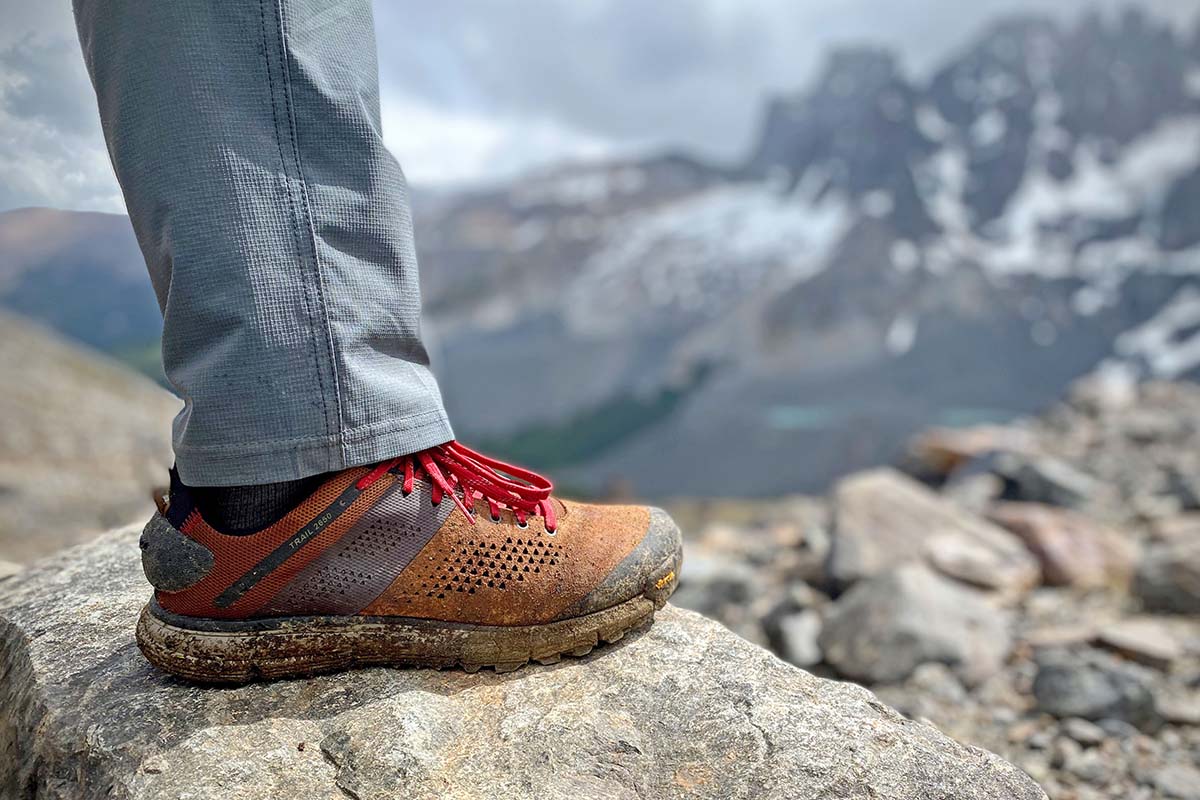 Danner Trail 2650 hiking shoes (on rock in Patagonia)