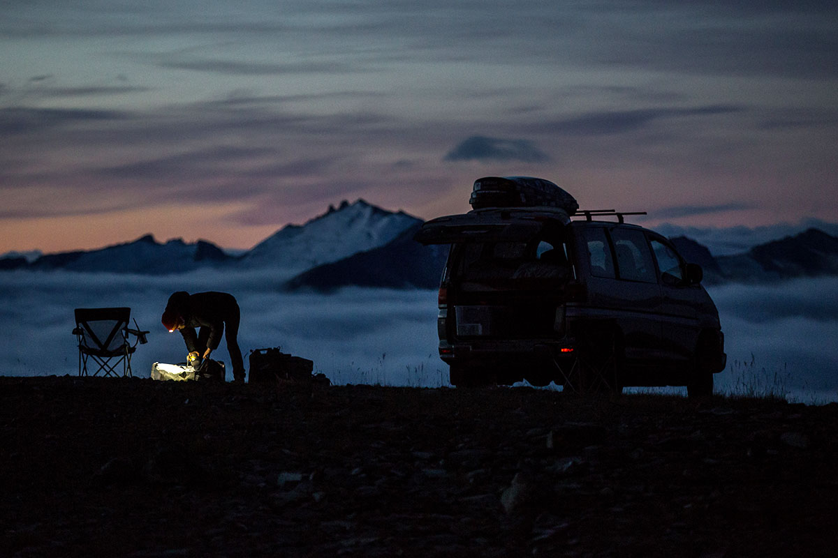 Headlamp (dark campsite)