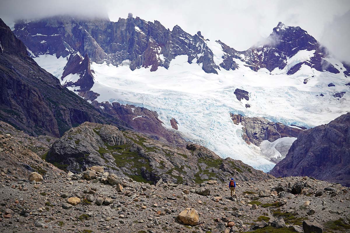 La Sportiva Nucleo High GTX hiking boot (hiking toward glacier)