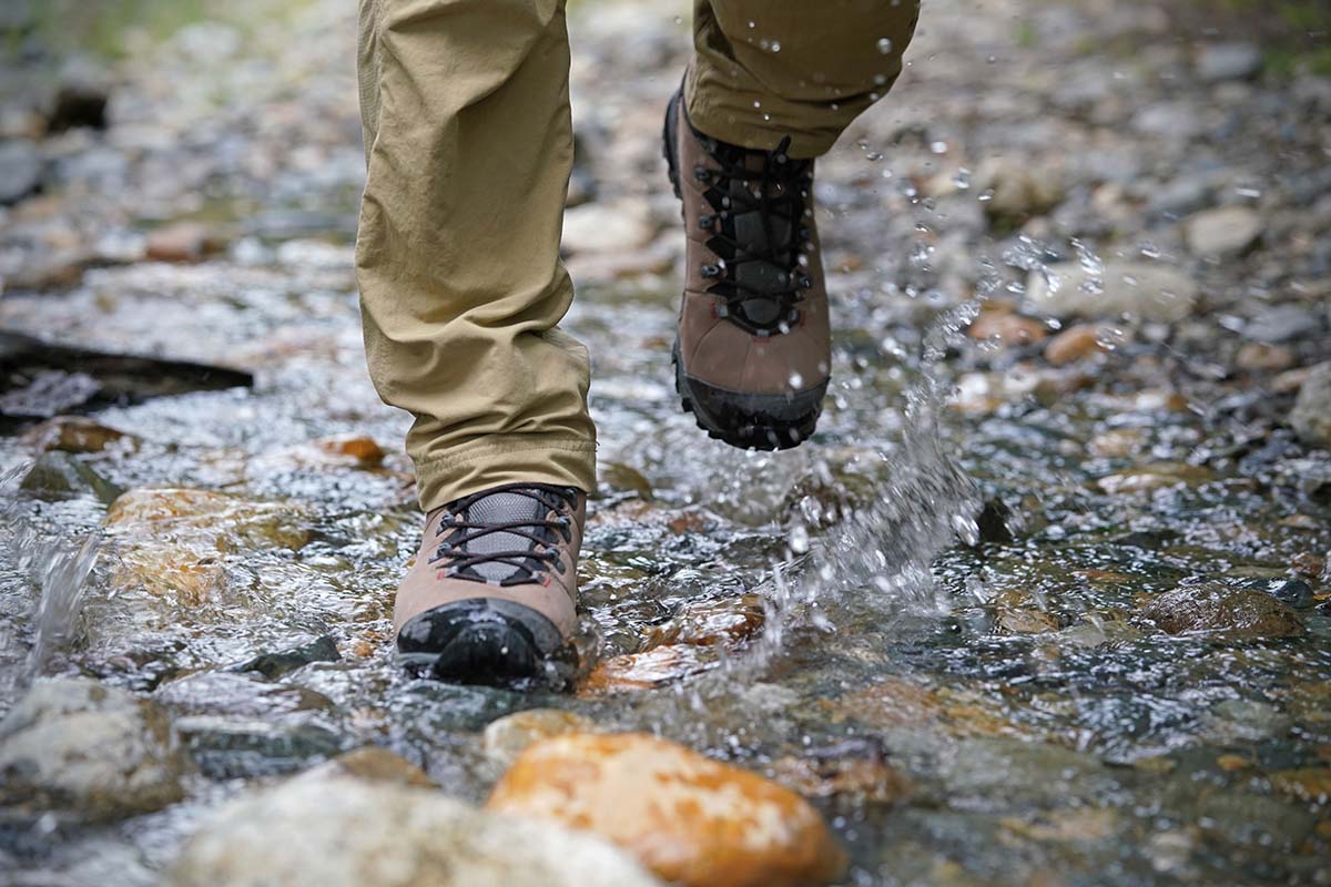 La Sportiva Nucleo High GTX hiking boot (walking through stream)