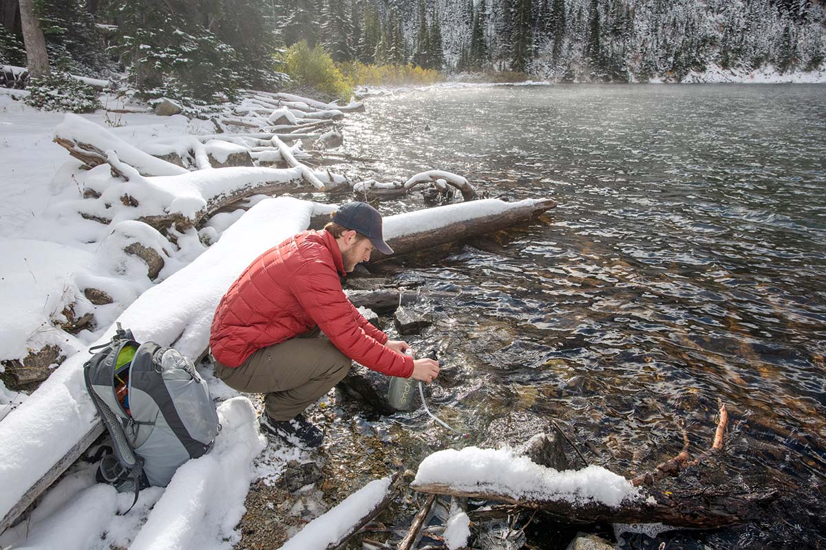 Salomon X Ultra Winter CS WP 2 winter boot (collecting water from lake)