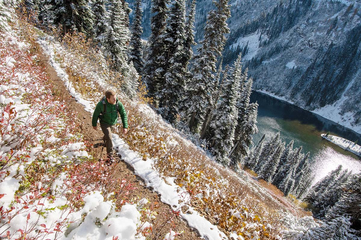 Salomon X Ultra Winter CS WP 2 winter boot (hiking up trail above lake)