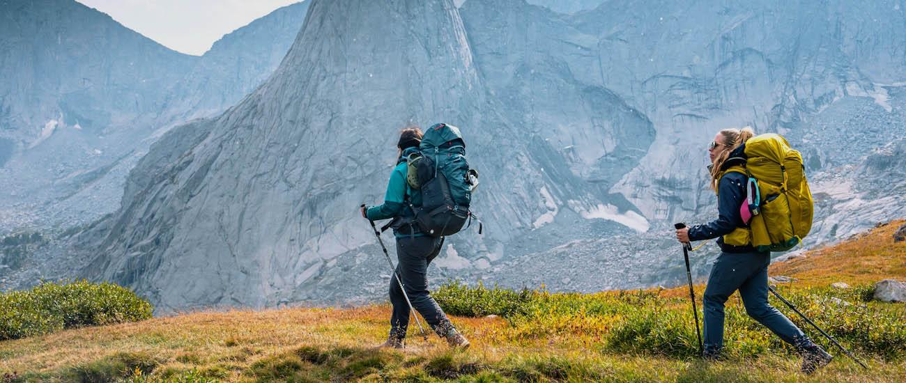 Two women backpacking in the Cirque of the Towers in Wyoming
