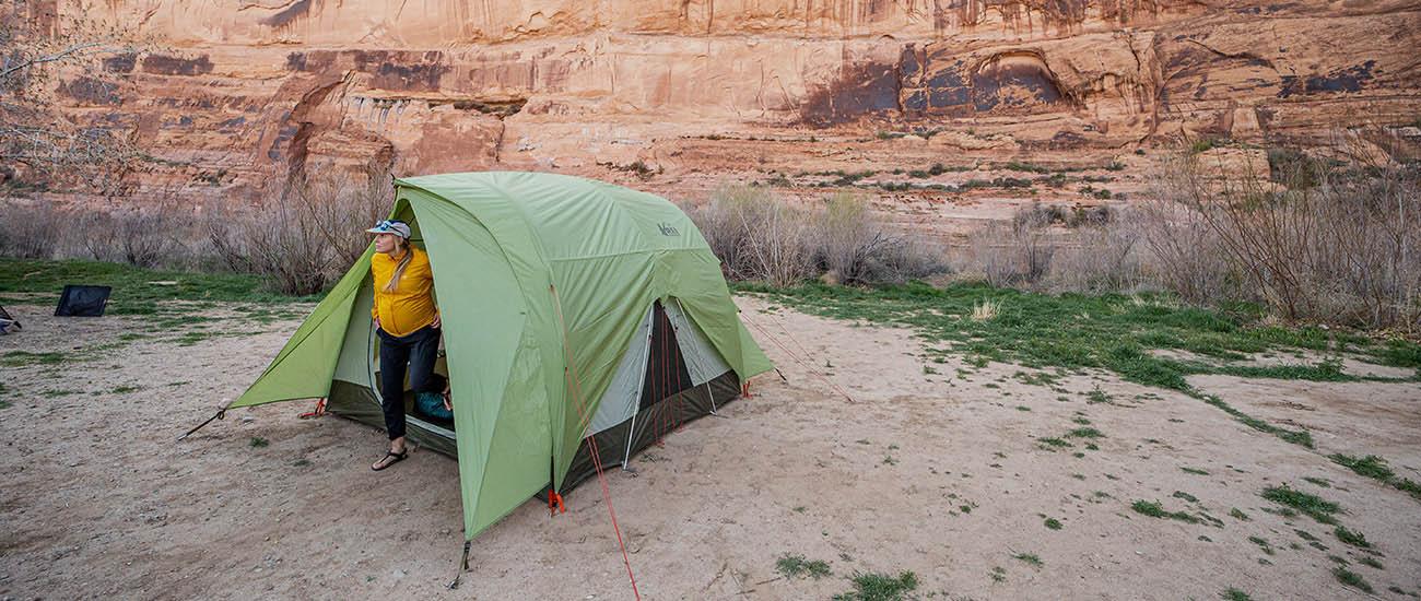 Camping tent (exiting REI Wonderland 4 in Utah desert)