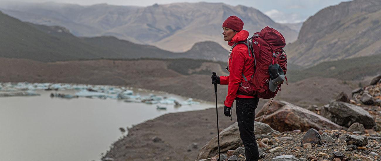 Osprey Ariel 65 backpacking pack (overlooking lake in Patagonia)
