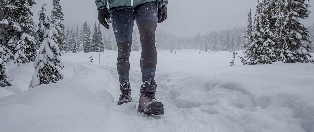 Hiking through a snowstorm with winter hiking boots