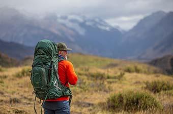 ​​Osprey Aether Plus 70 backpacking pack (looking out at mountains)