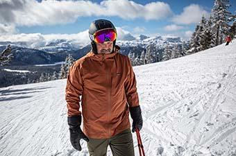 ​​Patagonia Storm Shift Jacket (mountain backdrop at resort)