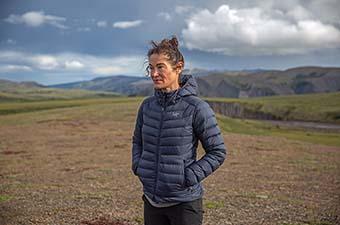 Arc'teryx Cerium Hoody (standing in mountains)