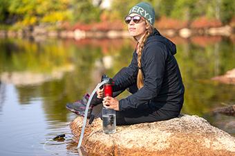 Backpacking water filter (filtering in Wyoming with MSR Guardian)