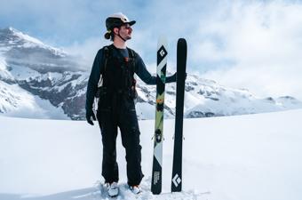Black Diamond Helio Carbon 88 Skis (holding skis on glacier)