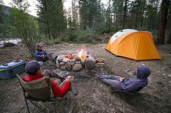 Camping gear (sitting around campfire)