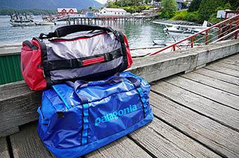 Eagle Creek Cargo Hauler and Patagonia Black Hole duffel bags in Tofino