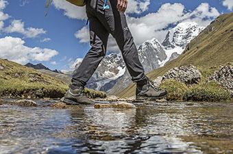 Hiking boots (crossing stream in the Scarpa Zodiac Plus GTX)